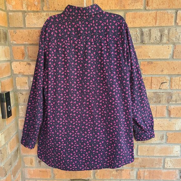 Faded Glory Womens Top Blouse Button Front Long Sleeves Roll Tab Ruffles Size 20 - Picture 4 of 9